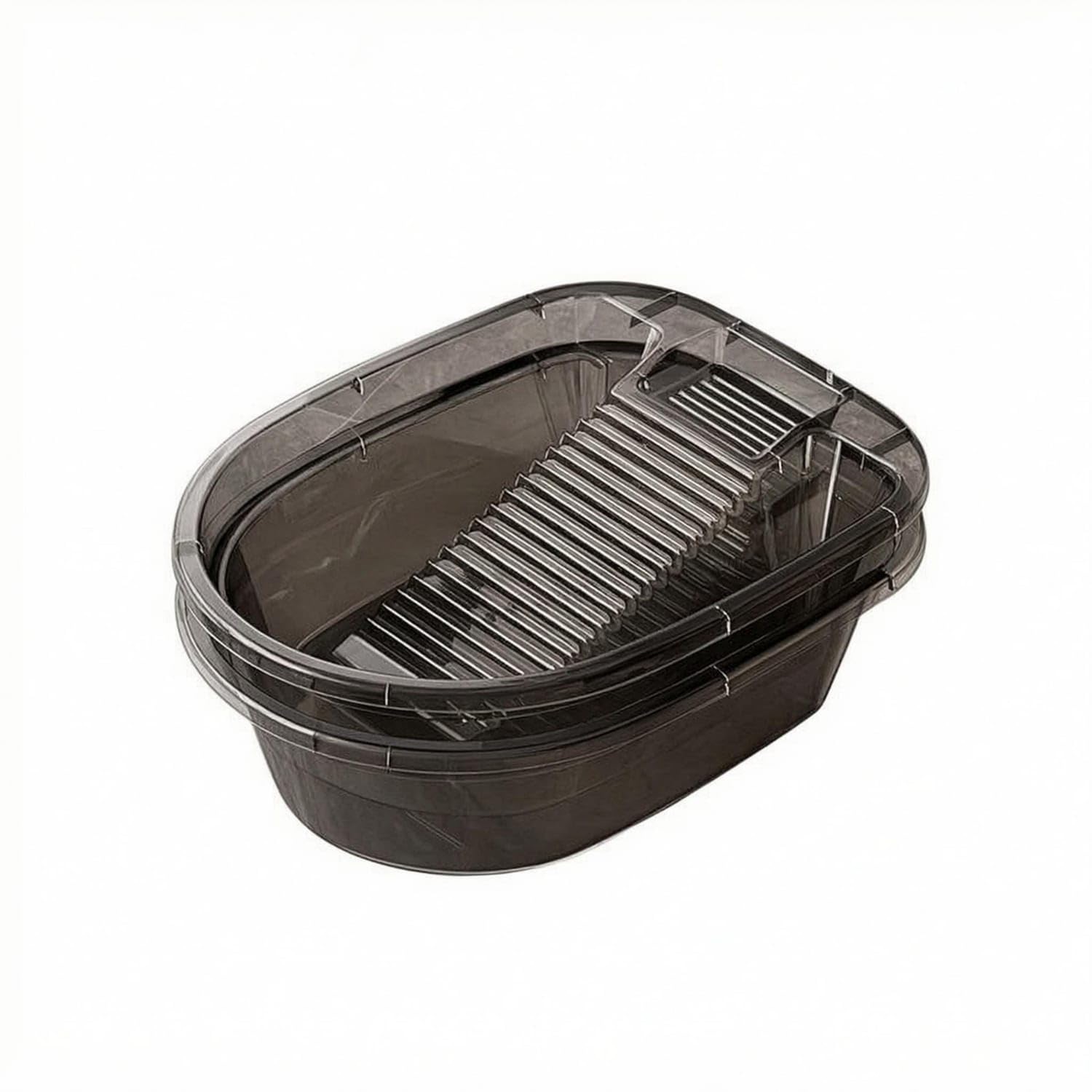 Thickened Laundry Basin Ribbed Washboard Basin Transparent Hand Wash Tub Oval-Rectangular for Household Use, Black, M 2 PACK-image-38