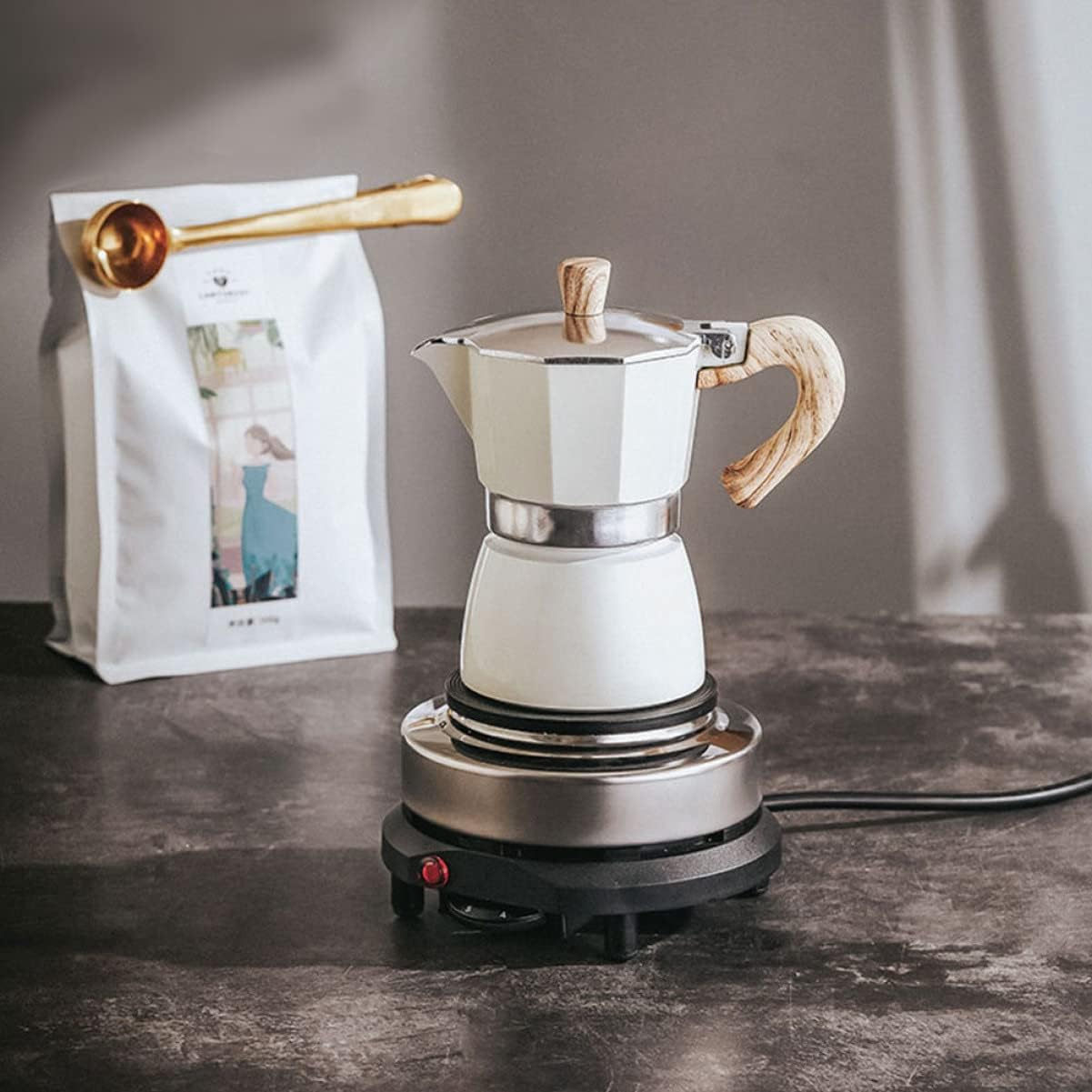 Pot Espresso Maker Coffee Brewer with Ergonomic Handle Nonslip Design for Safe Pouring for Home Brewing and Housewarming