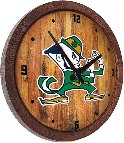 Miniatura 190 de The Fan-Brand NCAA Oklahoma Sooners: Faux Barrel Top Wall Clock Sports Team Bar Sign Décor - Home Man Cave, Party Decoration - Made On Demand