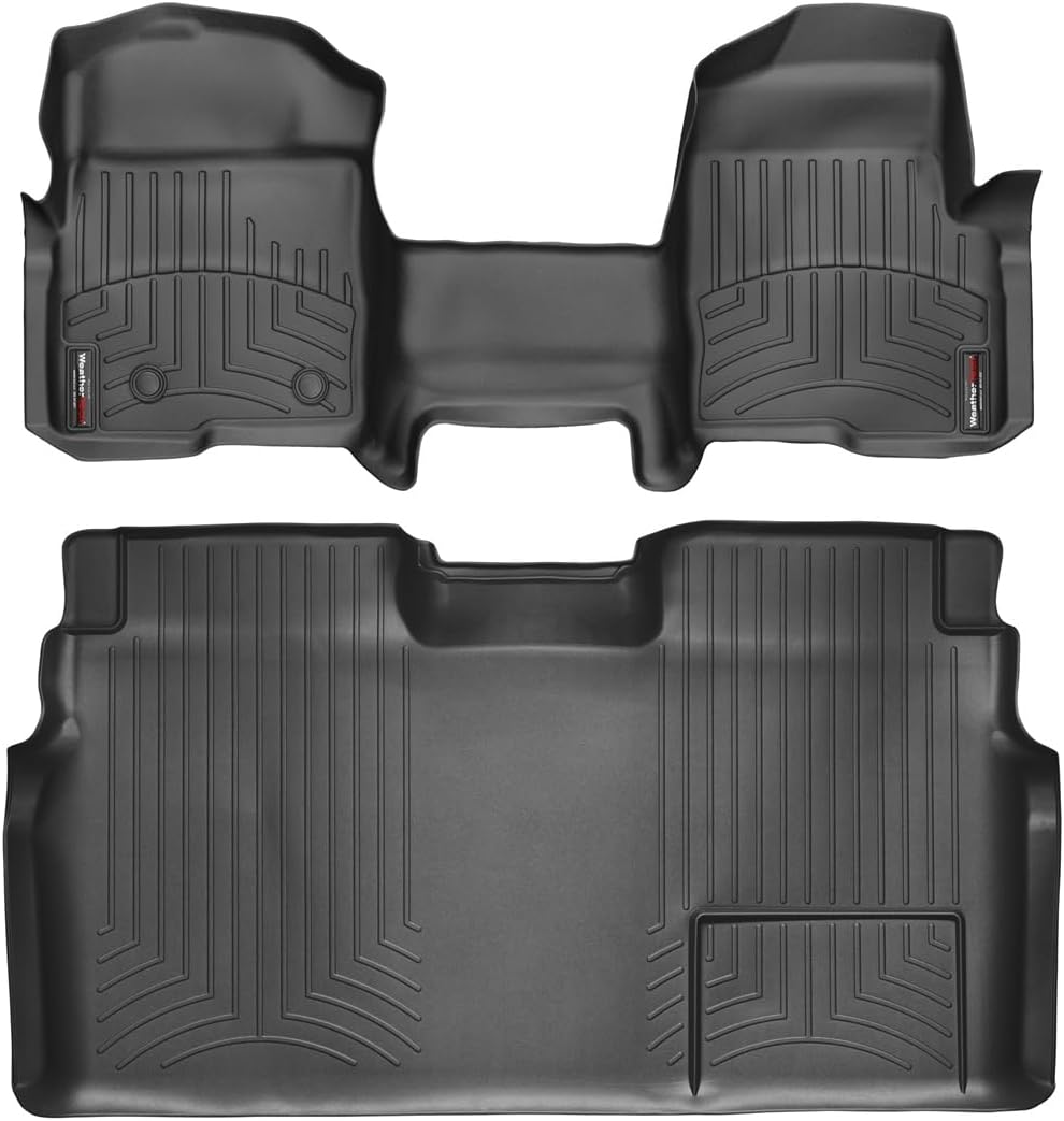 WeatherTech Custom Fit FloorLiners for Ford F-150, F-150, F-150-1st Row (OTH) & 2nd Row (444091-441793), Black