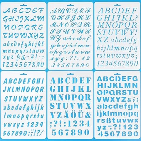 SOOKOO 6 PCS Drawing Painting Stencils Scale Template Sets, Alphabet Letter Drawing Painting Stencils Scale Template for Scrapbooking, Card and Craft Projects Cover