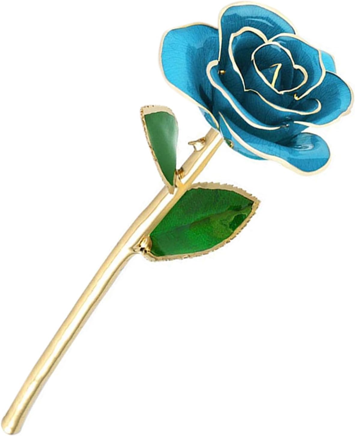Yosoo 24k Gold Rose, Real Rose Dipped in 24k Gold with Stand, 11-12 Inches Long Blue for Gift, Unique Promise and Kindness
