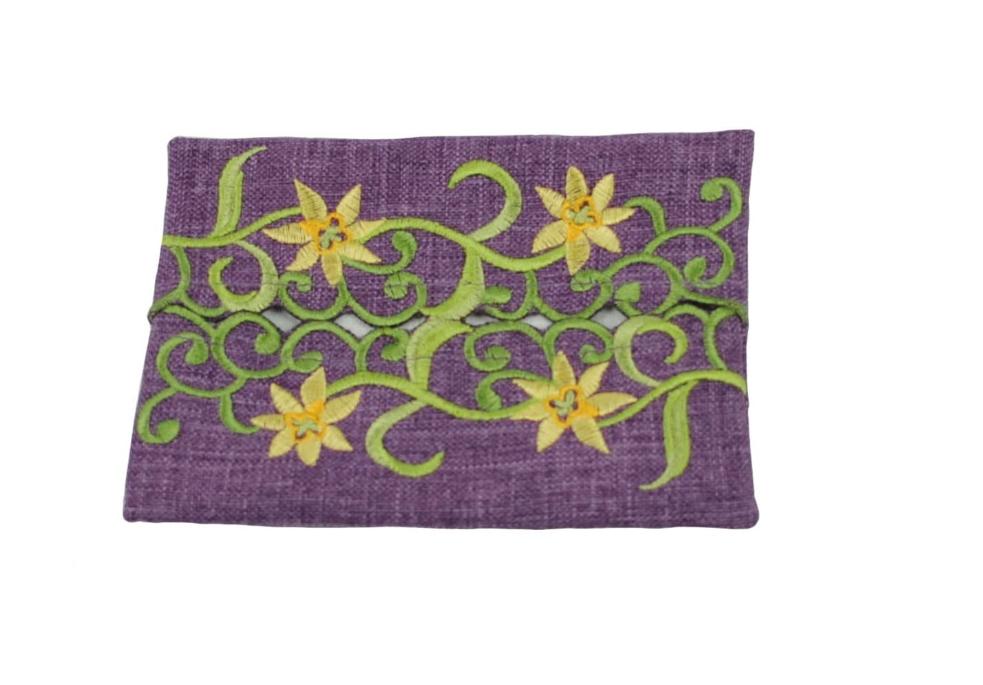 Justina Claire Purple Pocket Tissue Holder In Daffodils Design