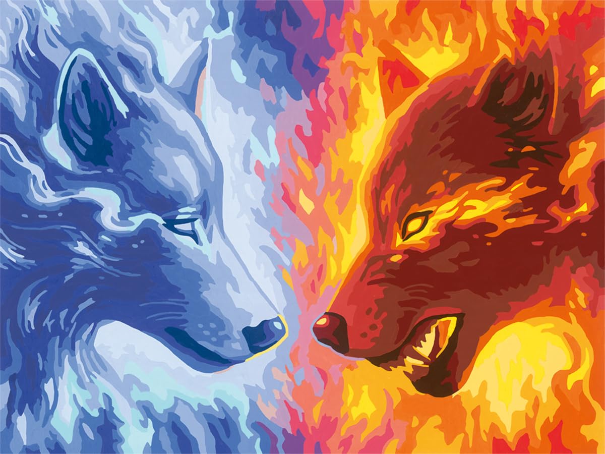Ravensburger CreArt 23549 - Fire & Ice - Pittura con numeri per adulti, set di pittura fai da te con pennello e colori acrilici, regalo per donne e uomini, pittura per adulti