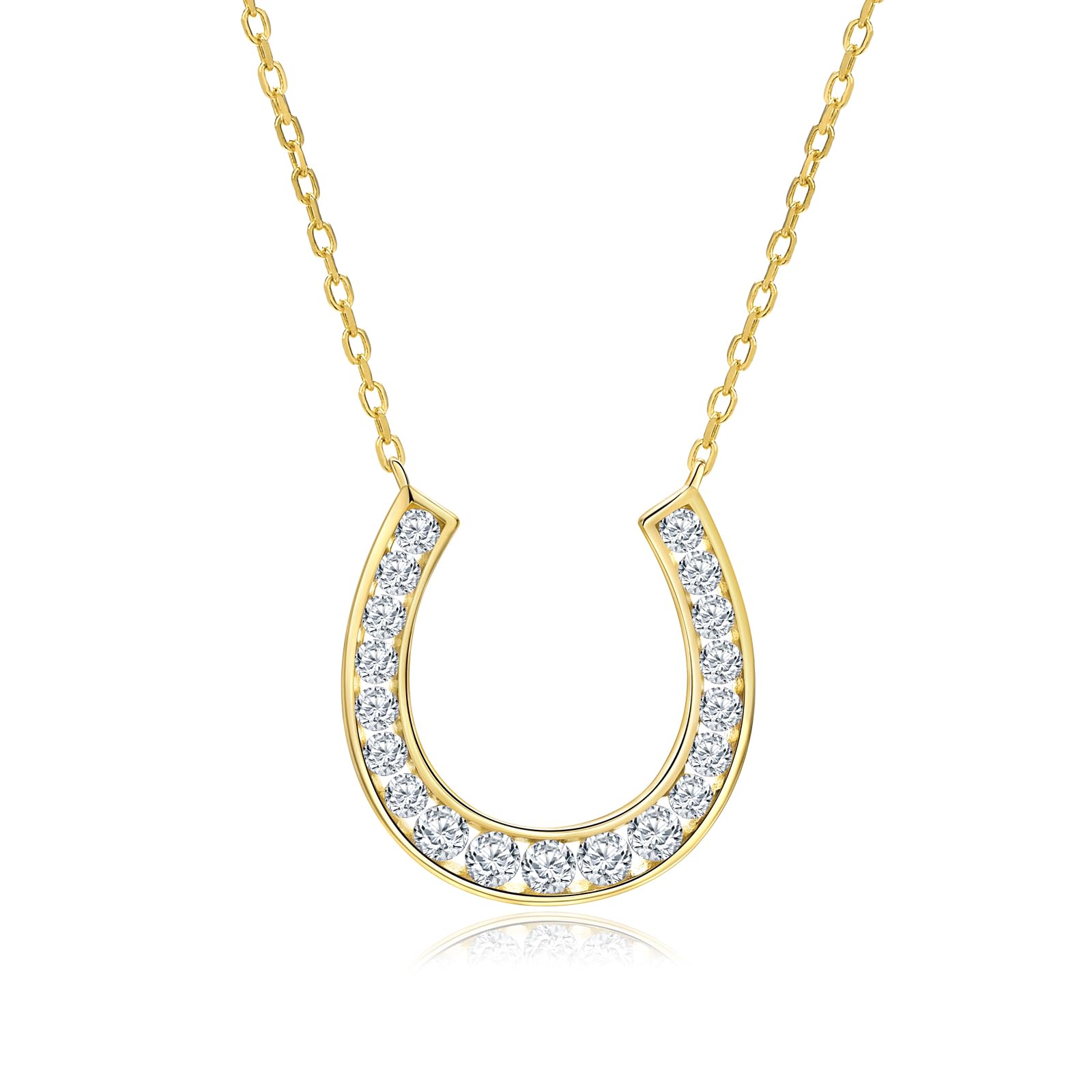 Sterling Silver Lucky Horseshoe Necklace for Women Cute U Pendant Necklace Elegant Birthday Wedding Jewelry(with Gift Box)