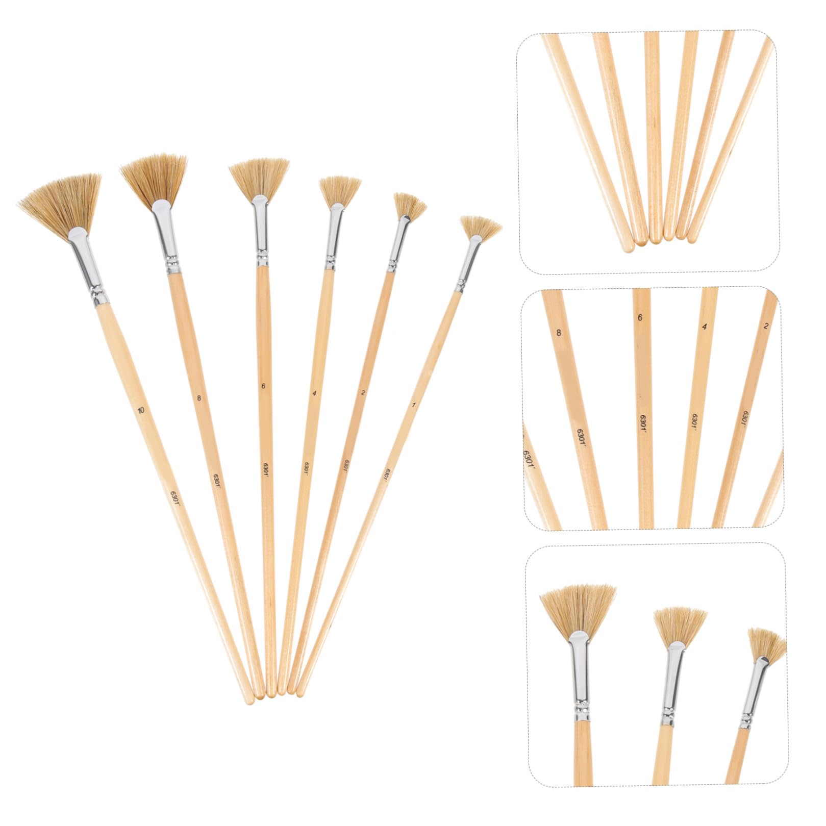 Angoily 3 Ensembles Set De Pinceaux Éventail Brosse Aquarelle Multifonctionnelle pour Peinture Huile Gouache pour Activités 6 Pièces * 3