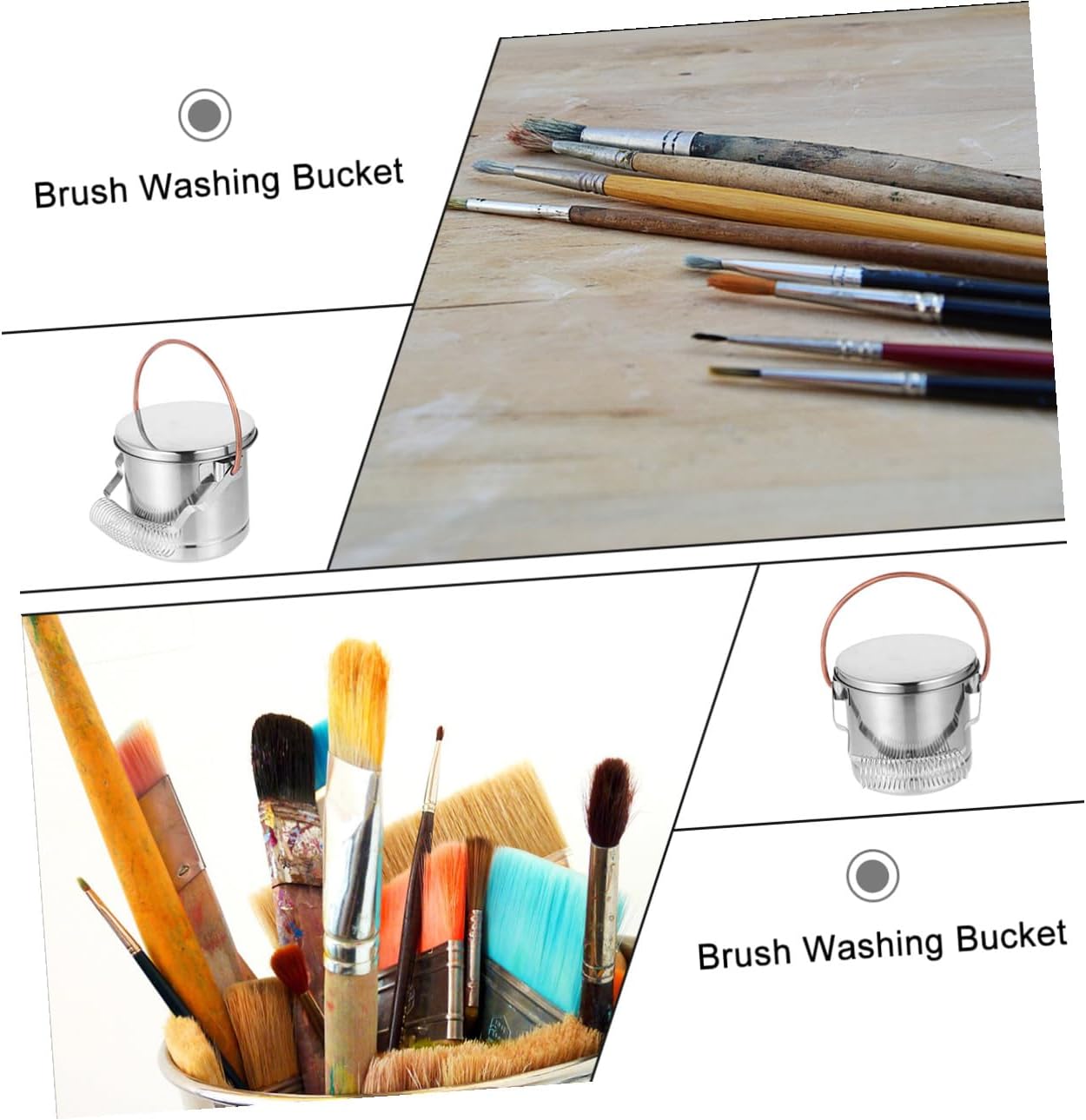 LIFKOME 1pc Stainless Steel Brush Cleaner Brush Washer Painting Wash Tank for Artists and Removable Strainer