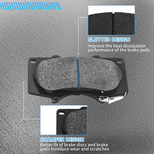 Image of Front Brake Pads Set Compatible with Lexus GX460 GX470, Toyota 4Runner FJ Cruiser Sequoia Tacoma Tundra Pickup Automotive Replacement Brake Pads Semi-Metallic D976