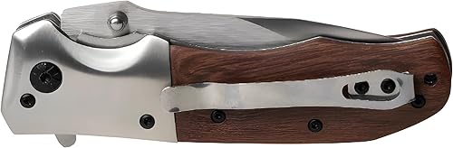 Miniatura 4 de ROLSCH - Cuchillo de bolsillo con mango de madera - Cuchillo plegable asistido por resorte - Hoja de acero inoxidable y mango de palisandro con clip