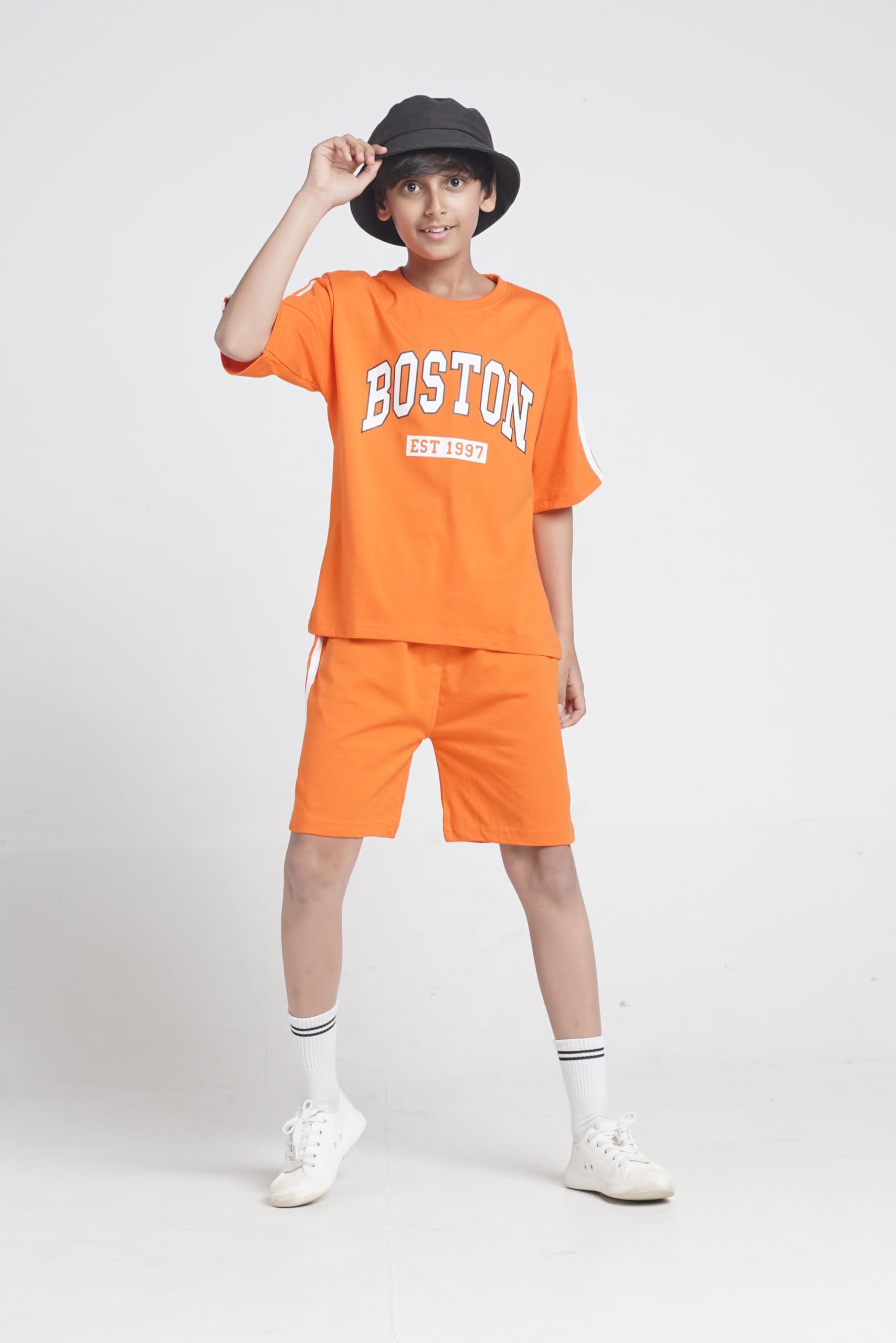 T2F Boys Cotton Printed DropShoulder Fit T-Shirt and Shorts Clothing Set (Pack of 3)(BYS-TSRT-SHRTS-05_Multicolor_9-10 yrs) 3