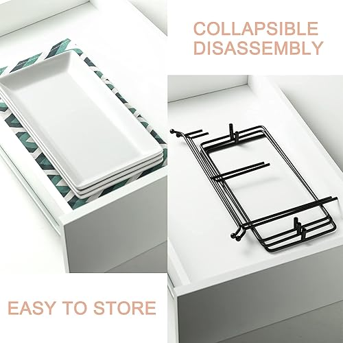 Miniatura 6 de Gomakren Bandejas de 3 niveles para servir de porcelana de 12 pulgadas, platos blancos para servir aperitivos, aperitivos, tazas de frutas,