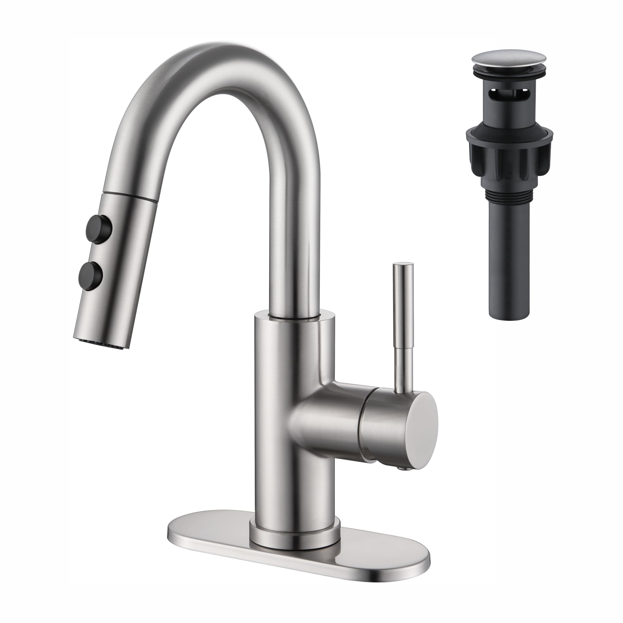 Matte Black Bathroom Faucet with Sprayer -9