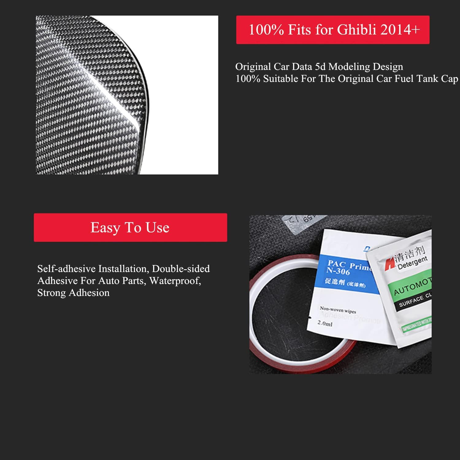 Car Styling Carbon Fiber Fuel Tank Cap Trim Decorative Fuel Filler for Maserati Ghibli 2014 2015 2016 2017 2018 2019 2020 2021