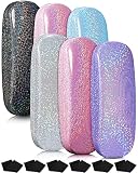 Weewooday 6 Pieces Hard Shell Eyeglasses Cases Glitter Glasses Case Unisex Glasses Case with Cleanin