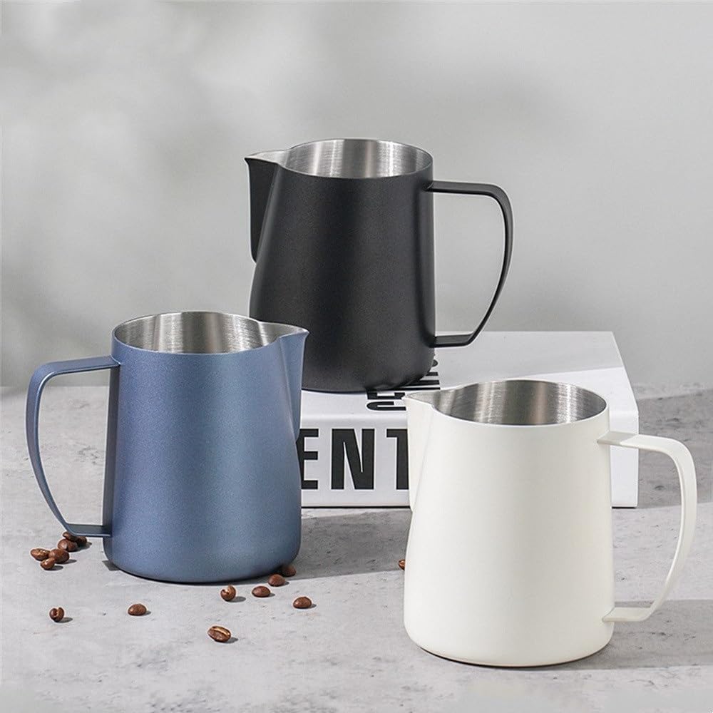 Milk Frothing Pitcher Stainless Steel Milk Froth Cup for Coffee Latte Art(Black,700ml)