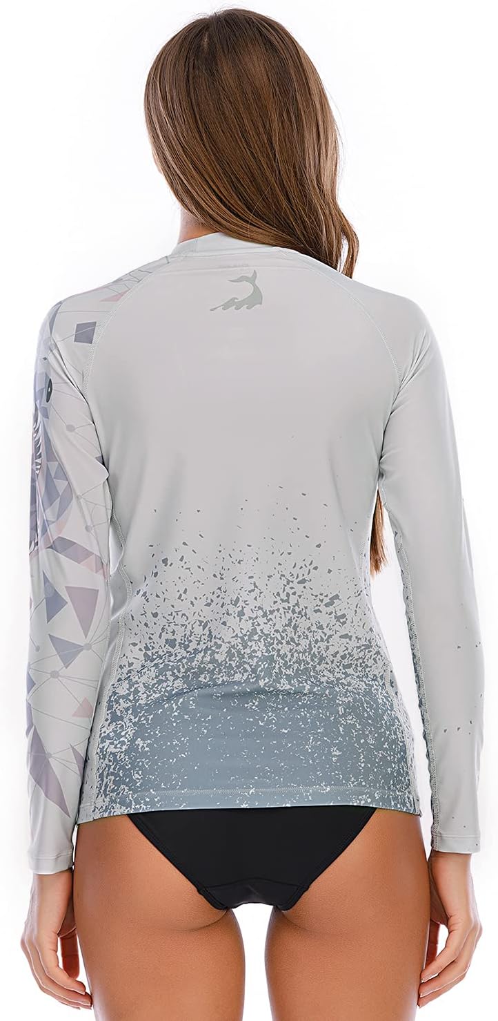 HUGE SPORTS Women's Rash Guard Long Sleeve Sun Protection UPF 50+ Swimwear Shirts Quick Dry Swimsuit Surf Top