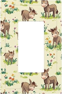 1 Gang Single GFCI Outlet Covers Decorator/Rocker Light Switch Wall Plate Funny Little Donkeys Electrical Device Face Plug Plate Cover for Dimmer Receptacle USB Outlet - Buy now