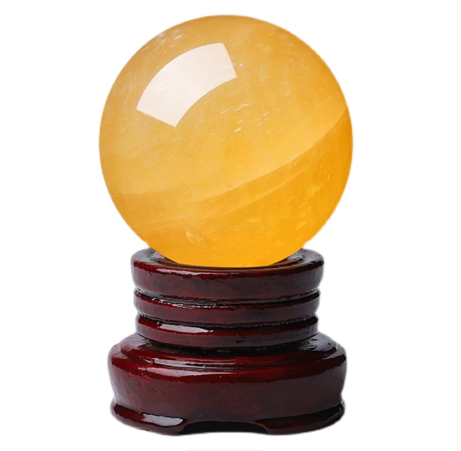 AEVHBAMXN Citrine Ball with Wooden Stand| Yellow Calcite Quartz Sphere| Scrying Feng Shui Crystal Stone Sculpture | Decorative,6.3"(16cm)