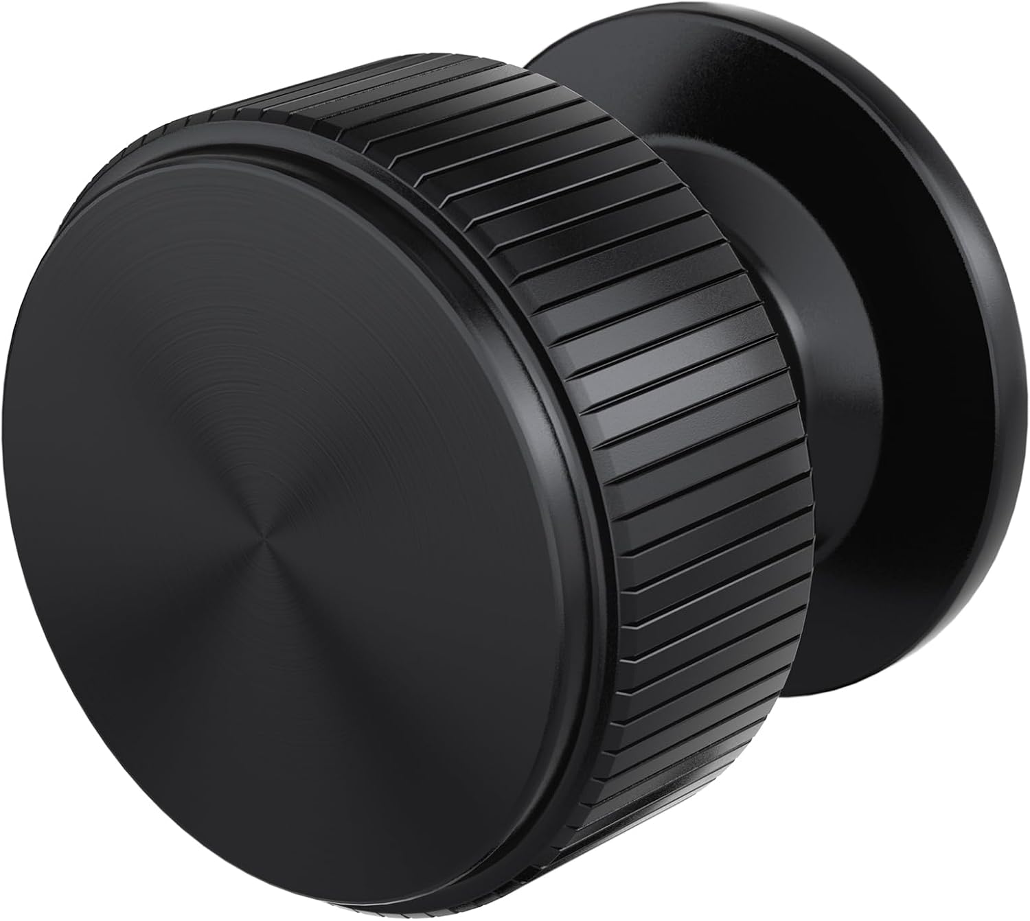 Furniware 10 Pack Matt Black Cabinet Knobs, Solid Drawer Handles, 32mm Single Hole Pull Handle, Kitchen Cupboard Pulls with Lines Knurled Design, Modern Door Knobs for Drawer Dresser, Wardrobe, Closet