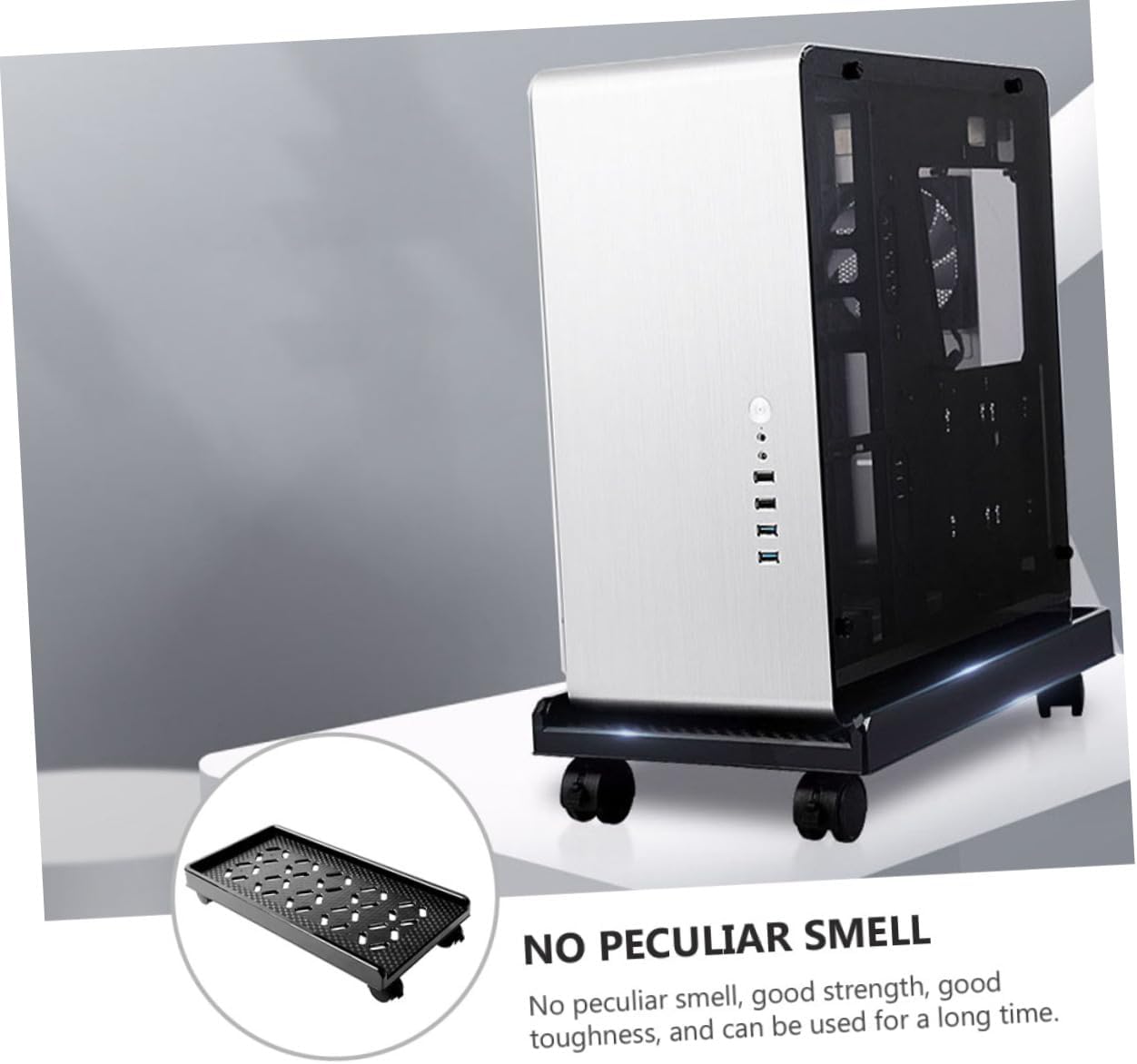 1pc CPU Rolling Stand with Caster Wheels Computer Tower Holder for Heat Dissipation Design Space-Saving Cart for