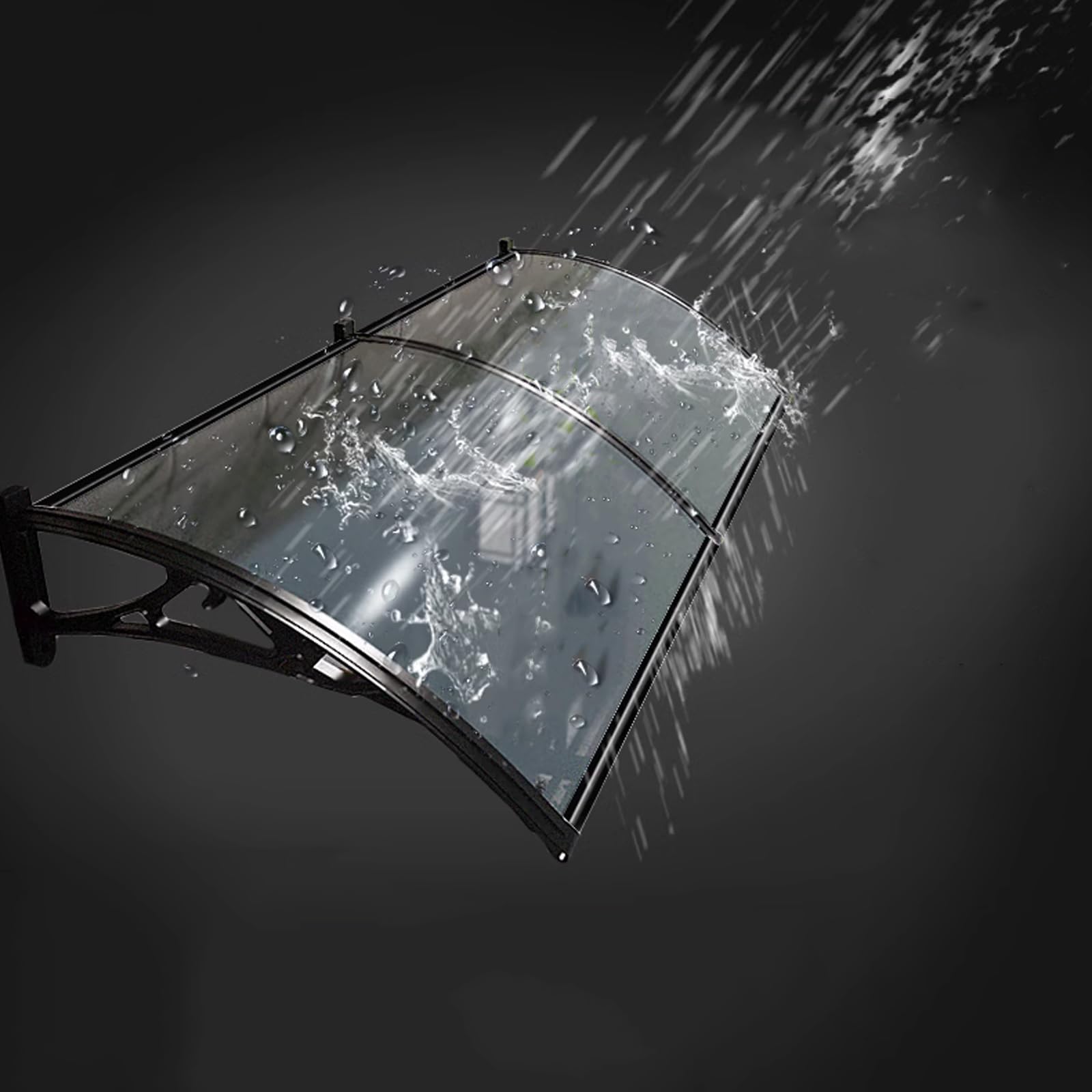 Auvent de toit incurvé avec couverture d'abri de pluie en polycarbonate