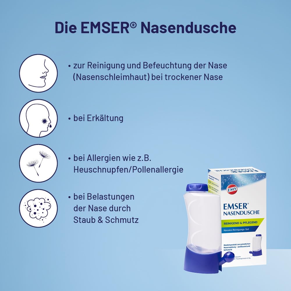 EMSER Nasendusche nasales Reinigungs-Set mit Spülsalz-Beuteln, 1 Stück