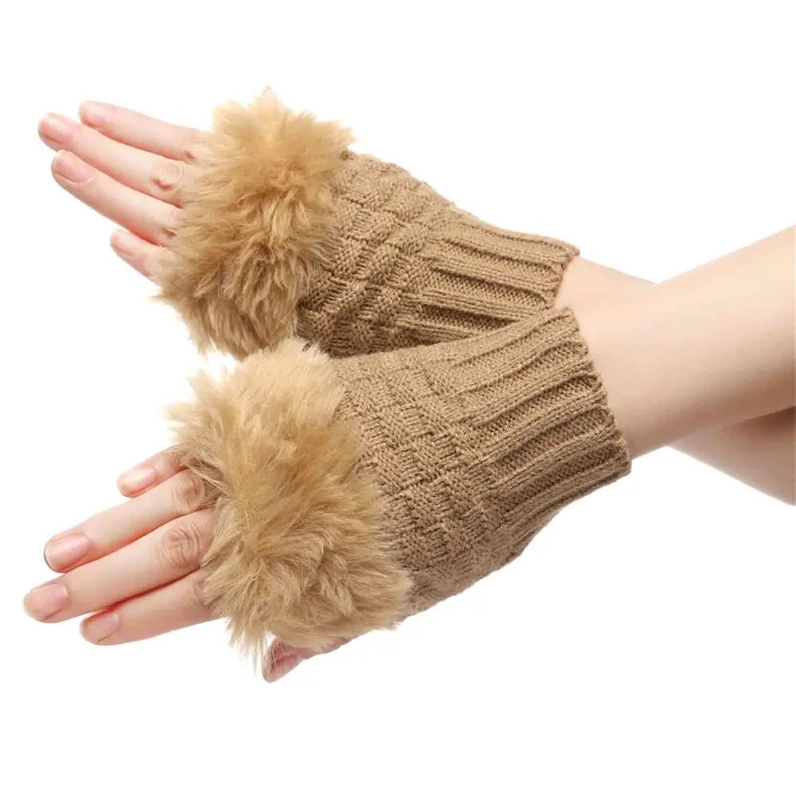 2 pares de guantes suaves sin dedos, for mujeres y niñas, cálidos invierno Para Correr, Ciclismo, Conducir