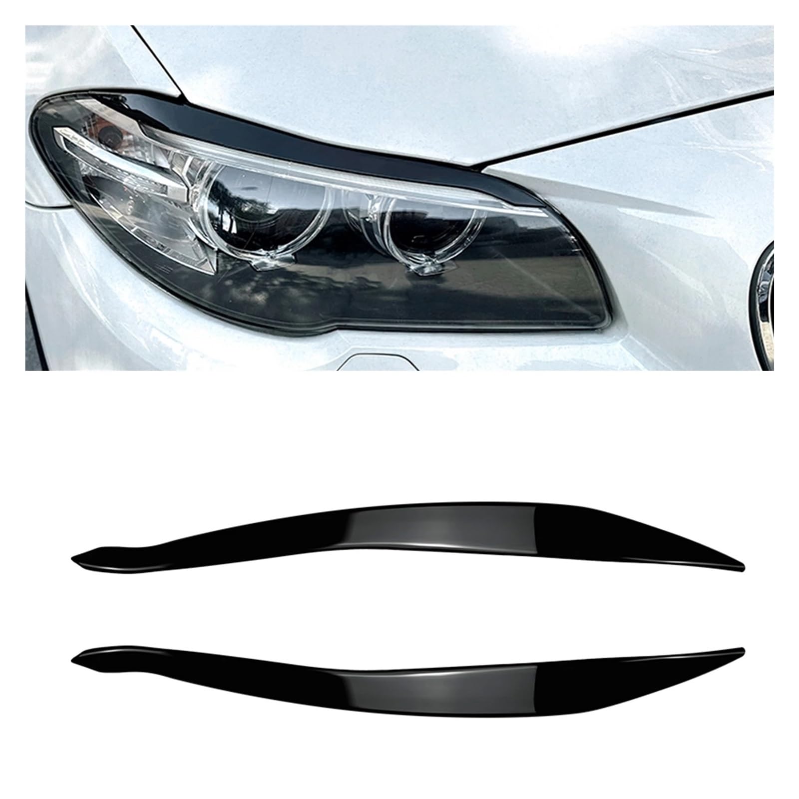 Przedni reflektor pokrywa lampy tapicerka reflektor brwi powieka naklejka brwi dekoracyjne Compatible With serii 5 F10 F11 2015-2017(Carbon Fiber Look)