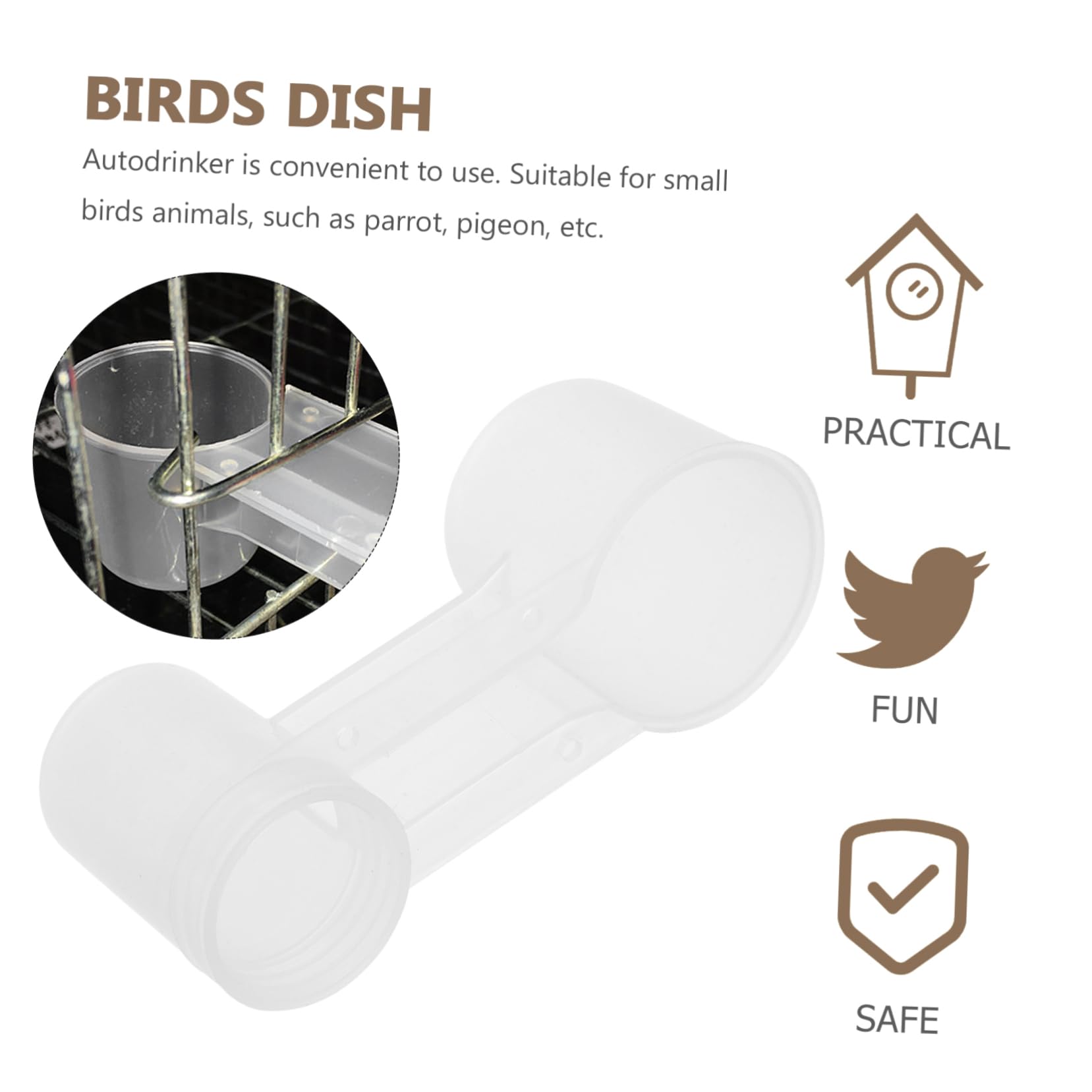 UKCOCO Abreuvoir Automatique pour Oiseaux en Plastique Blanc Double Port, Distributeur d'eau Propre pour Perroquets et Pigeons à Domicile Animalerie, Lot de 10 Pièces