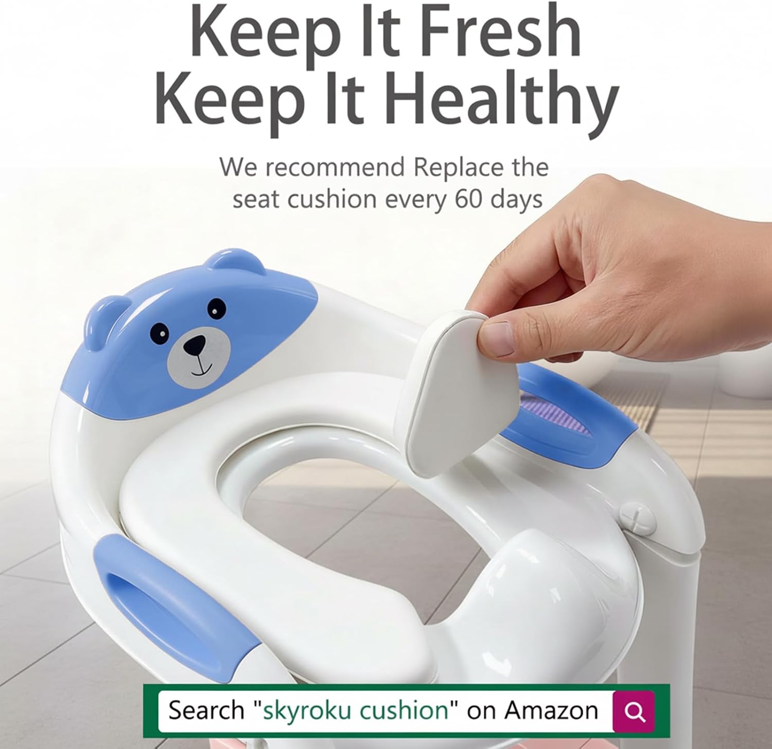 Potty Training Seat, SKYROKU Potty Training Toilet with Step Stool Ladder, for Kids Boys Girls Toddlers - Comfortable Safe Potty Seat with Anti-Slip Pads Ladder (8899+DarkBlue) - Image 8