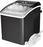 Koolatron Machine à glaçons de comptoir – Machine à glaçons Domestique, Nugget Ice Maker 9 Pébilles 6 Mins, machine à glace auto-nettoyante portable, 26 Lb/jour, acier inoxydable noir
