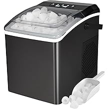 Fabricante de gelo de bancada Koolatron - Pellet Hielo Maquina, serve 9 cubos de gelo em 6 minutos, pepita de gelo crocante para bebidas, autolimpeza port&aacute;til de 26 libras/24 horas de capacidade, a&ccedil;o inoxid&aacute;vel preto
