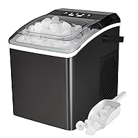 Vista 1 de Koolatron Máquina compacta para hacer hielo de encimera con controles digitales e indicadores LED, cubitos de hielo listos en 6-8 minutos, hace 26