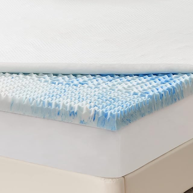 RUIKASI Mattress Topper Double Bed - Memory Foam Mattress Topper Double for Back Pain, Ergonomic 5 Zone Memory Foam Topper with Removable Zipped Cover, 7cm Mattress Topper Bed with OEKO-TEX