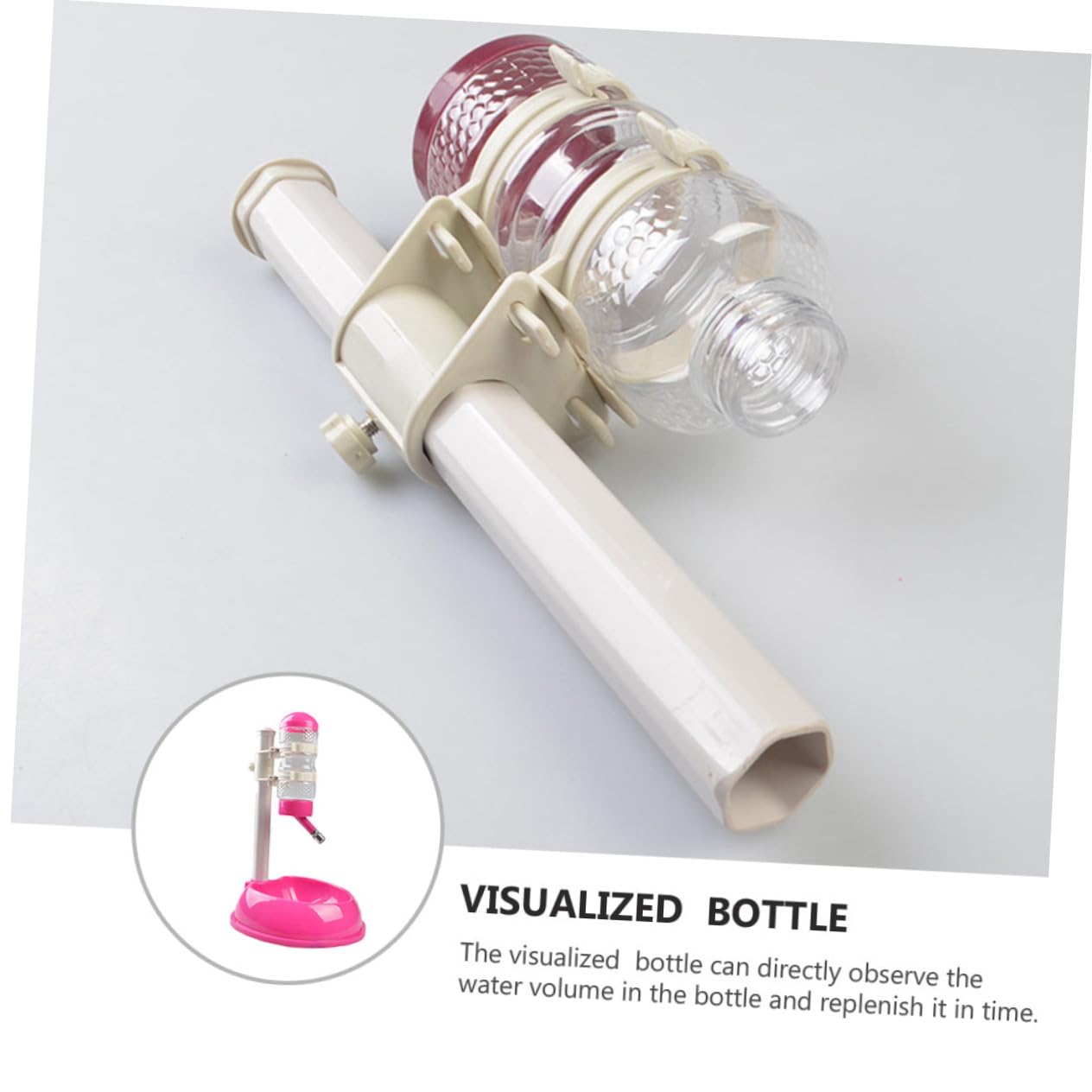 ibasenice Dispensador de Comida y Agua Automático para Mascotas Botella Visualizada de 500ml, Material PP y PVC, Comedero y Bebedero Adecuado para Perros y Gatos en Casa