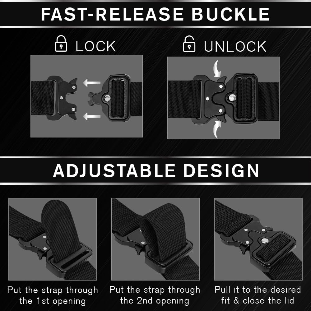 TECEUM Tactical Belt – Heavy-Duty & Quick Release – Military, Work, Rigger, Duty & Utility Belt for Men - Image 5