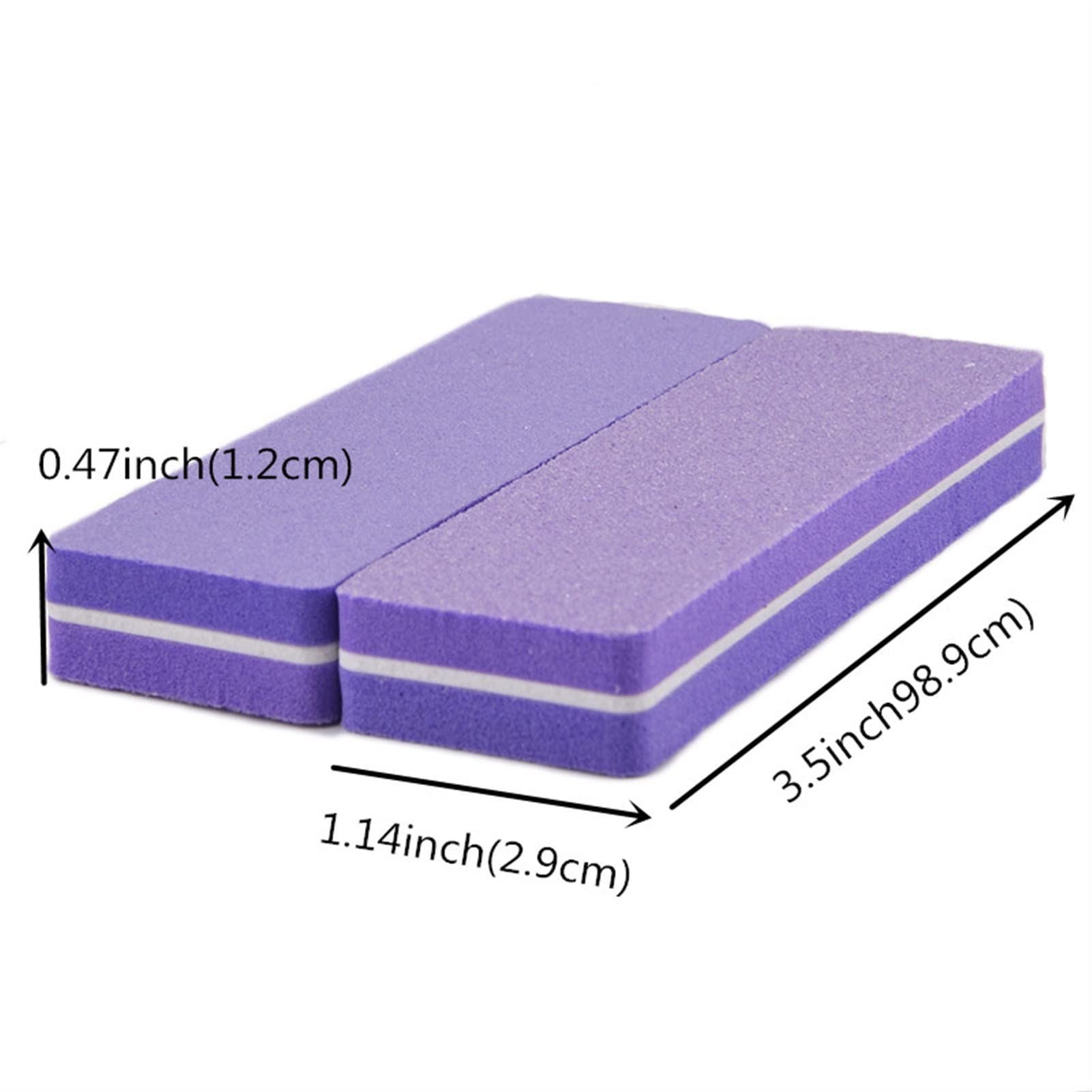 Bloque pulidor de uñas, Lima de uñas morada for manicura, paquete 100, 8,9x2,9x1,2cm