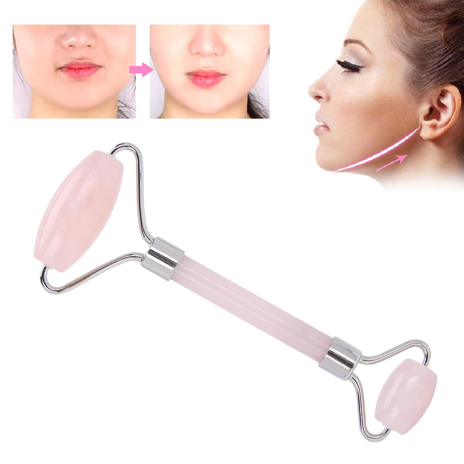 Masajeador facial Jade Roller Face Jade Gua Sha, masajeador de rodillo de piel, herramienta de adelgazamiento, masajeador facial, rodillo facial para piel, ojos, cuello(plata plata plata plata plata)