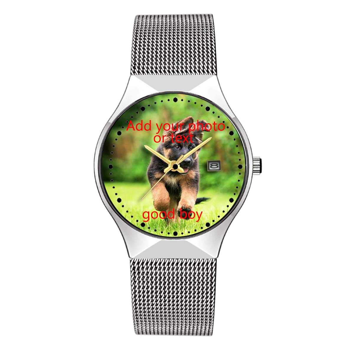 GIRLSIGHTPersonalized Watch Custom Watches with Photo Picture Watch for Men, Personalized Fathers Family Women Mens Couples Gift for Husband Or Dad 001