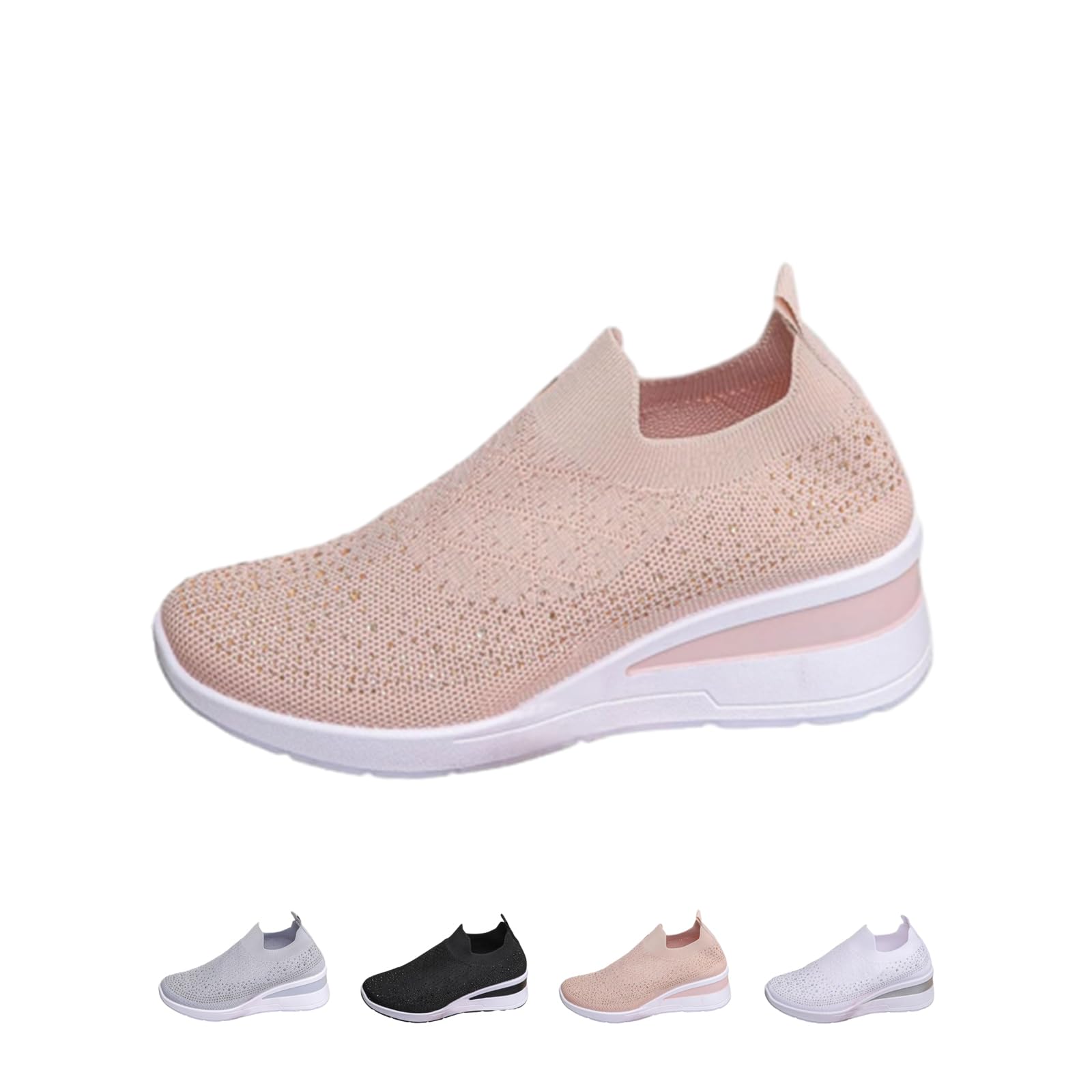 Zapatillas de cuña con diamantes de imitación para mujer
