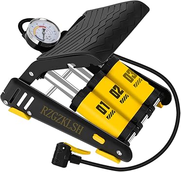 3-Cylinder 160PSI Foldable Foot Tire Inflator with Pressure Gauge