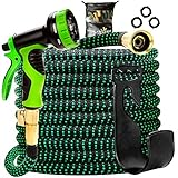 Yolobee Garden Hose 80 Feet, Expandable, Lightweight, High Density 3750D Outer Fabric, Durable Double Latex Core, Bundle with Spray Nozzle and Accessories (5 Items)