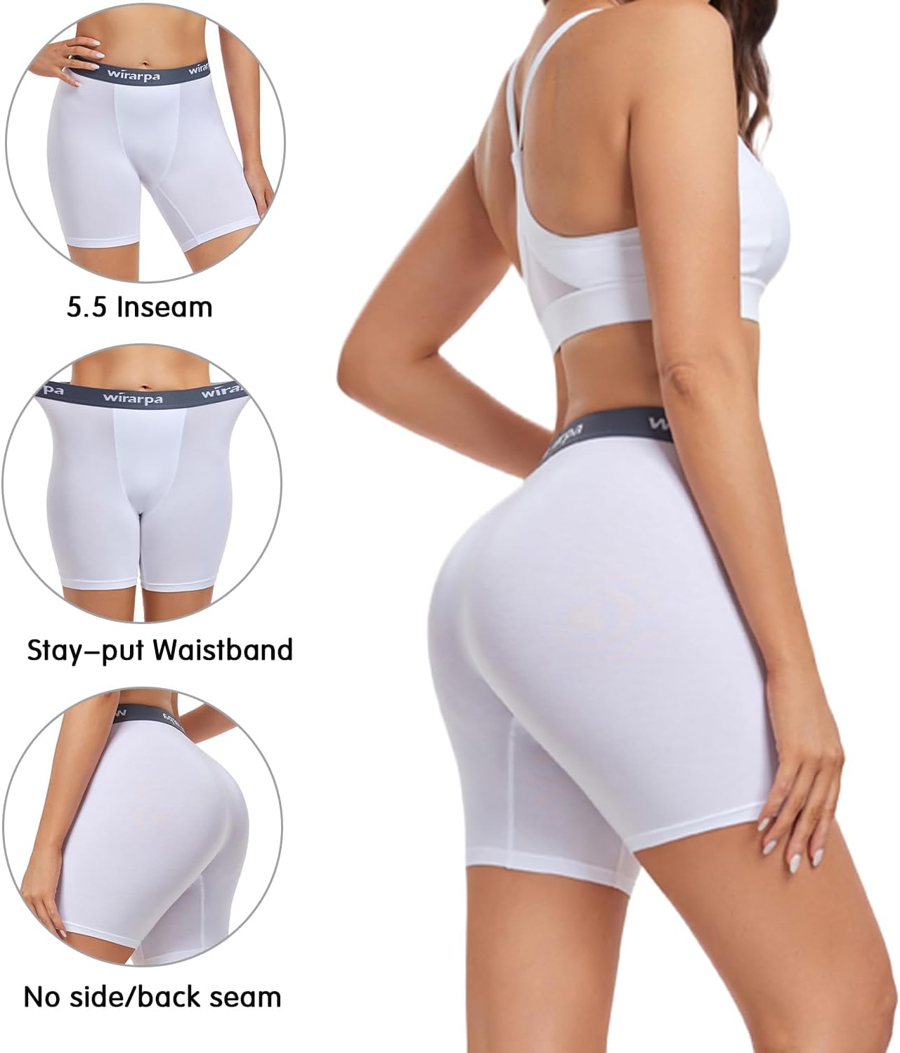 wirarpa Women's Underwear Modal Boxer Briefs Anti Chafing Boyshorts Panties with Crotch 4 Pack - Image 3