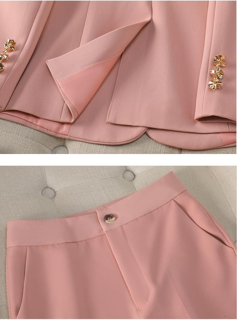 Ulnomio Women's Suit Work Office Notch Lapel Jacket Pants Set Tuxedos Two-Piece