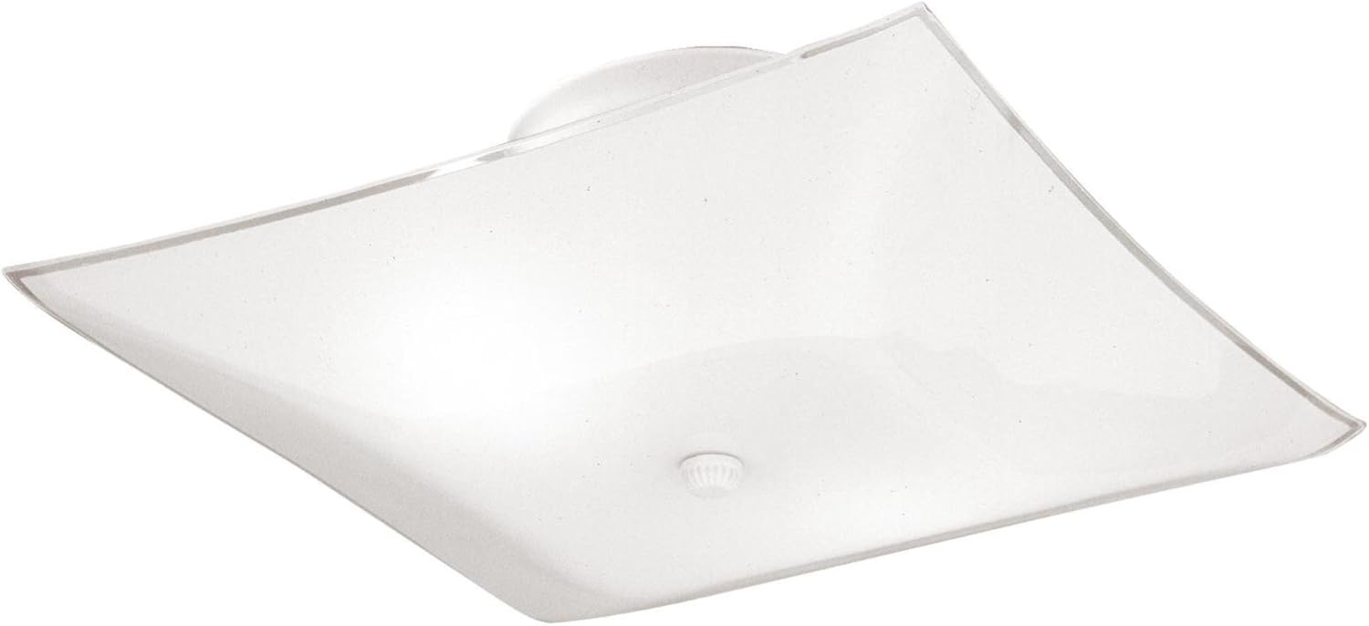 Westinghouse 6620000 Two-Light Semi-Flush-Mount Interior Ceiling Fixture with Pull Chain, White Finish with White Glass