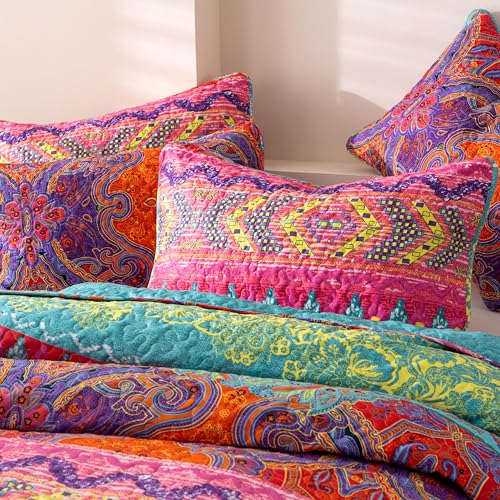 Edredón bohemio de 3 piezas de microfibra ligera para cama de matrimonio 5