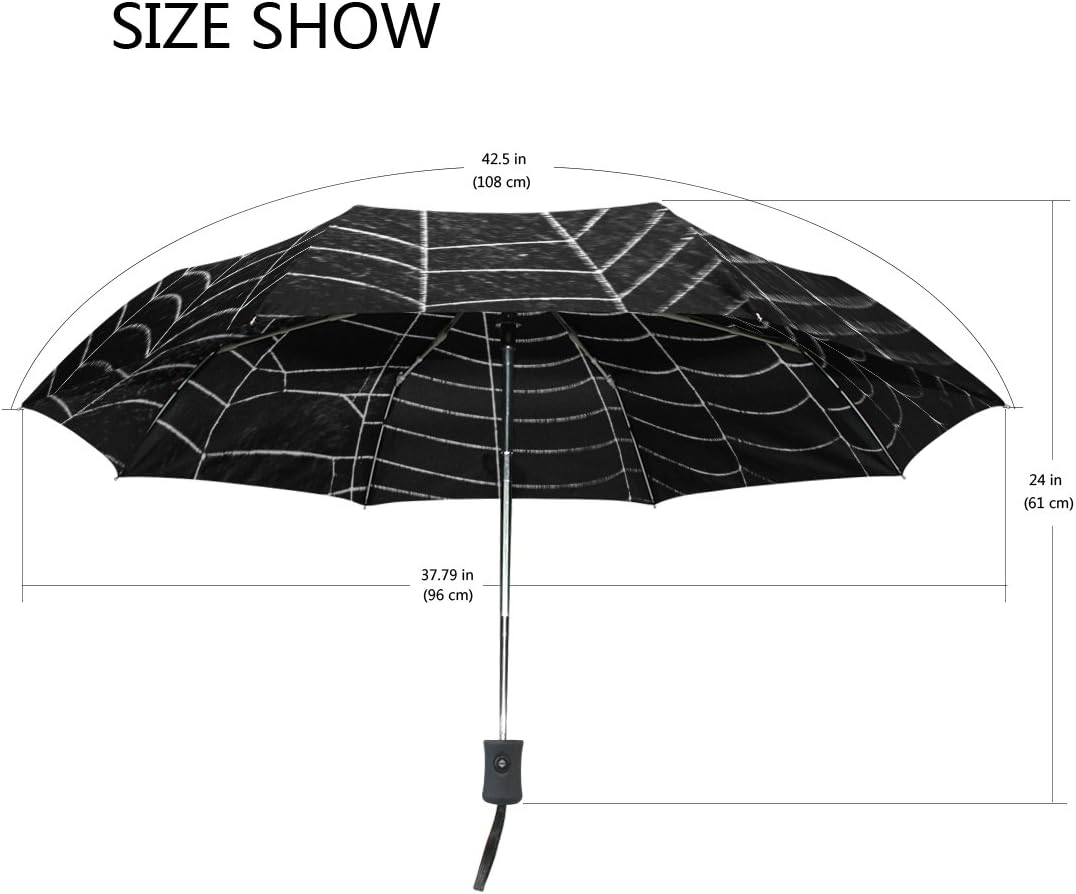 Naanle Happy Halloween Spider Web Auto Open Close Foldable Windproof Travel Umbrella