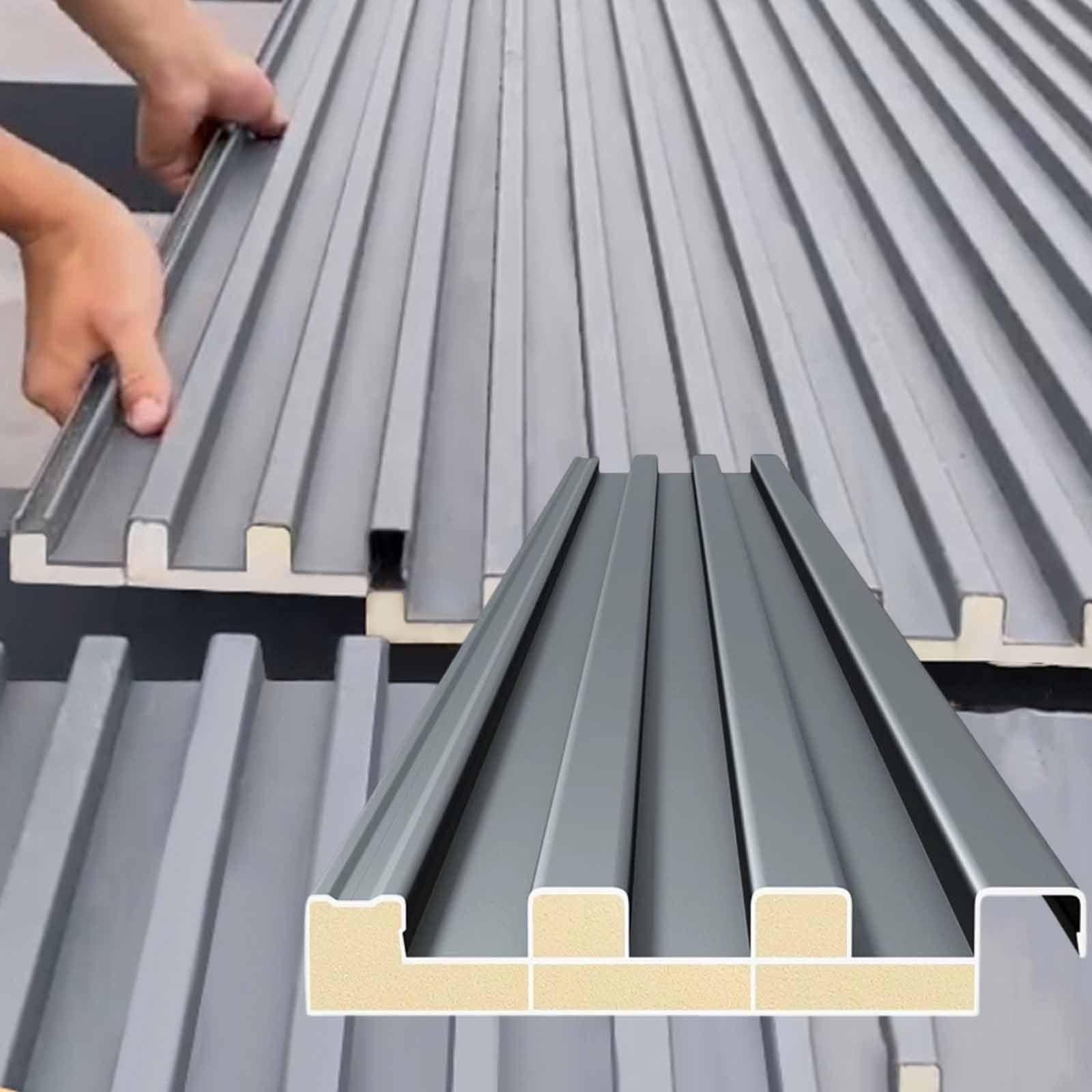 Paneles Metálicos para Techos - Paneles de Aluminio Corrugado, Tejas Laterales Largas para Exteriores, Casas, Establos, Patios, Garajes, Cobertizos, Gazebos, Cobertizos, 10 Unidades(L2m/6.6ft)