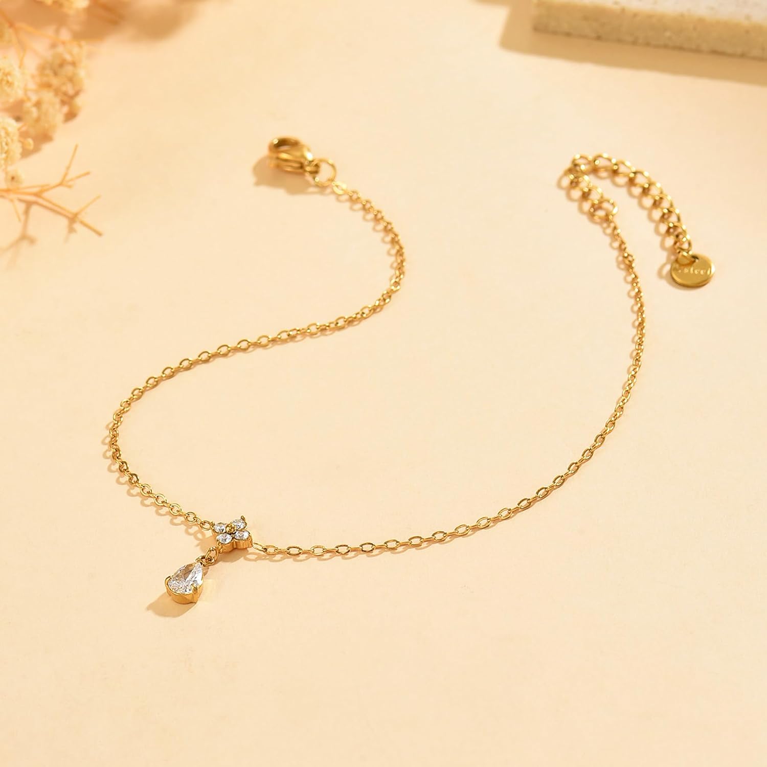 Gold Anklets for Women 18K Gold Plated CZ Ankle Bracelet Dainty Bar Tennis Ankle Trendy Summer Waterproof Beach Foot Chain Jewelry