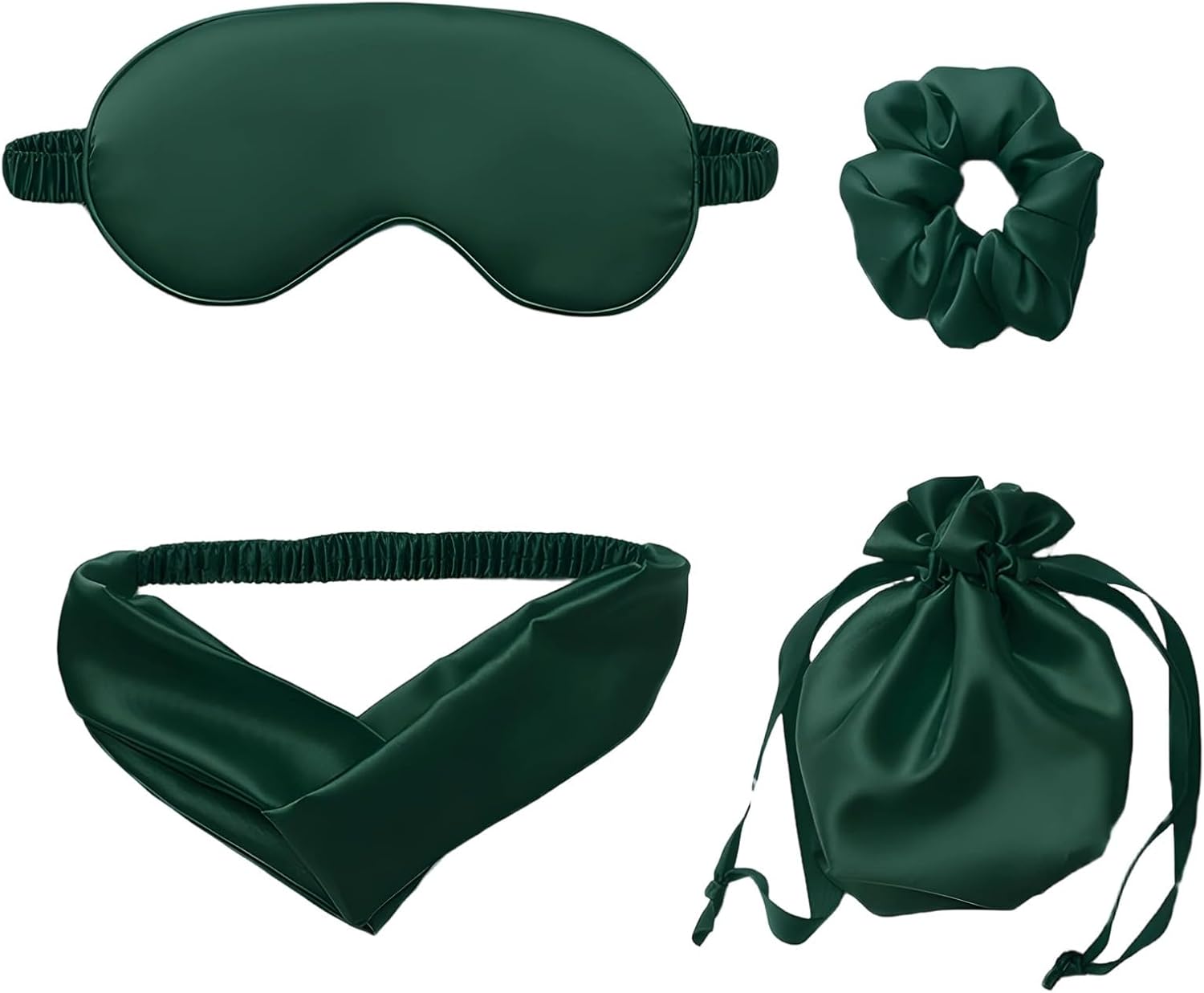 Sleep Mask Set: Faux Silk, Hair Accessories, and Bag Included, Breathable for Better Rest